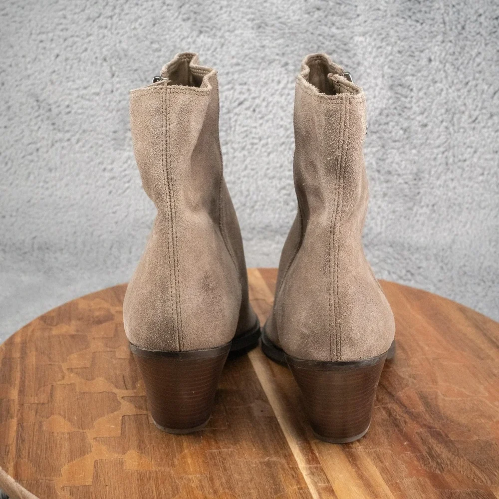 Sam Edelman Boots Shoes Size 8.5 Jane Western Bootie‎ Olive Leather Pointy Toe